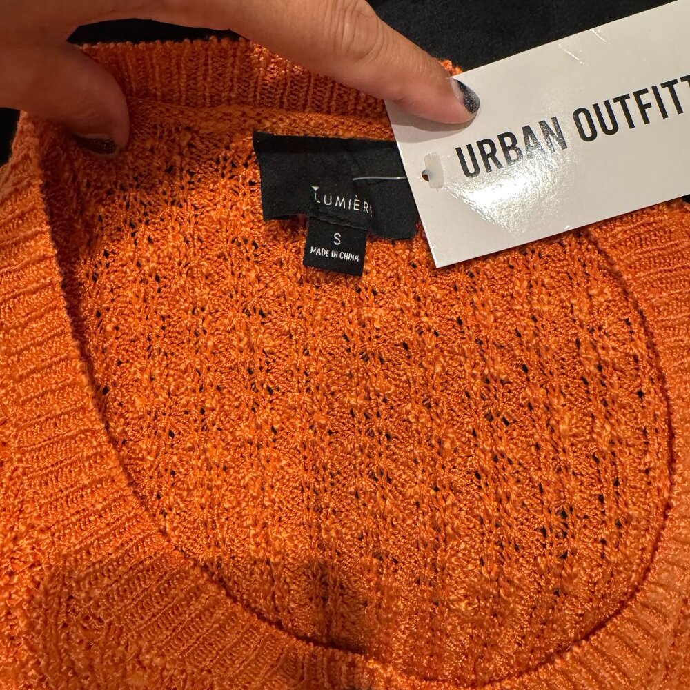 Urban Outfitters NWT Lumiere Orange Crew Neck Sweater Small Orange Longsleeve - Picture 7 of 7